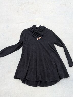 HEIMISH USA Black Cowl Neck Tunic with Button Accent